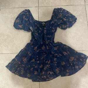 Blue floral mini dress